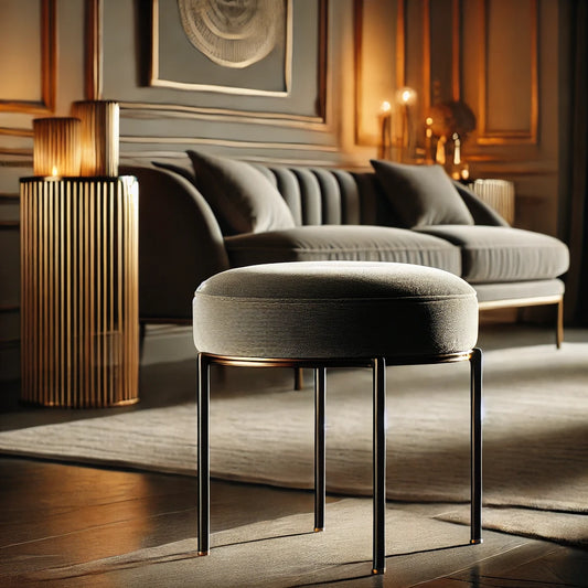 Grey Velvet Stool