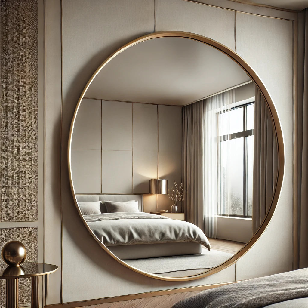 Brass Frame Round Mirror