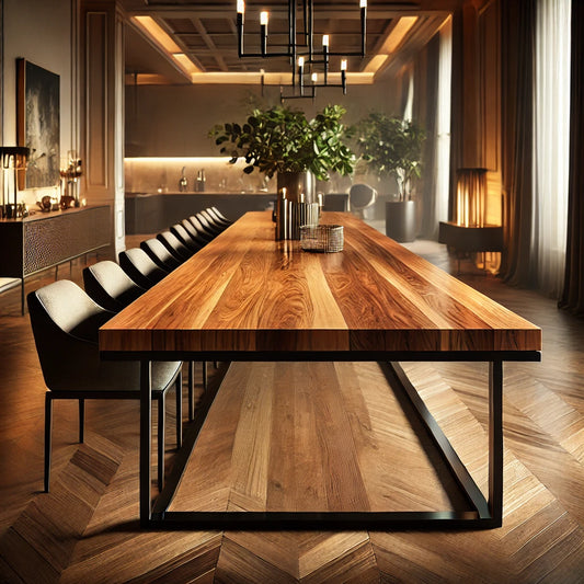 Walnut Wood Dining Table- Modern Grain