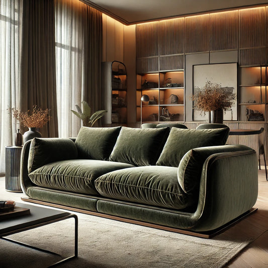 Olive Green Velvet Sofa - 2 seater