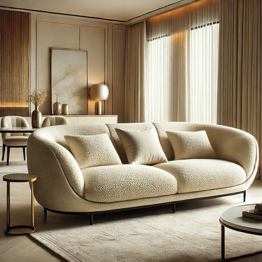 Cream Boucle Curved Sofa