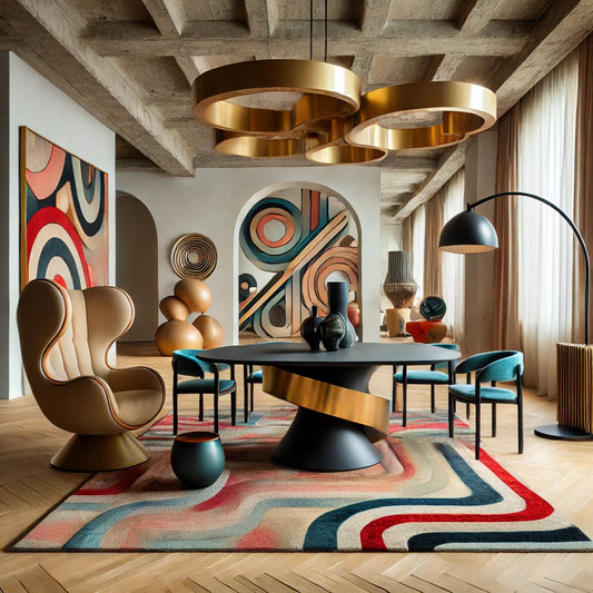 Room with creative twist, combining bold and eclectic elements