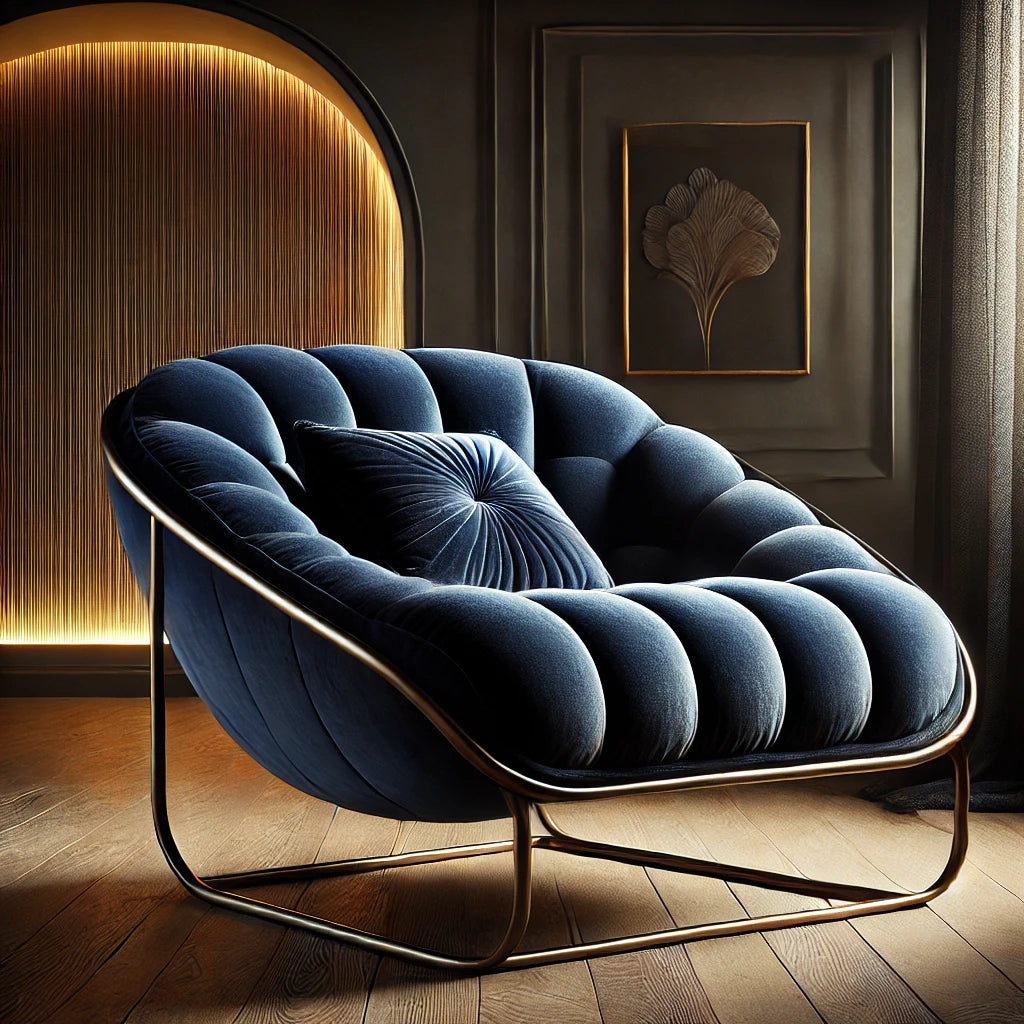 Navy Velvet Lounge Chair